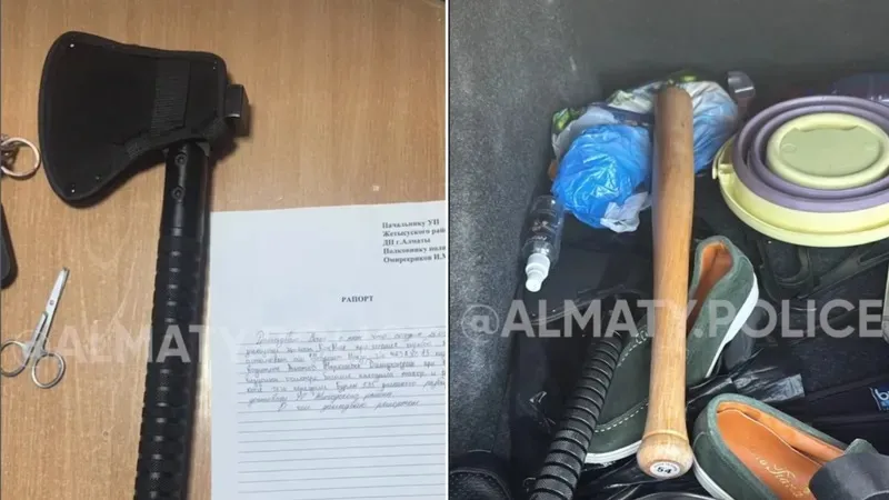 Алматыдағы экобекеттерде көліктерден балта, бита және телескопиялық таяқ табылды